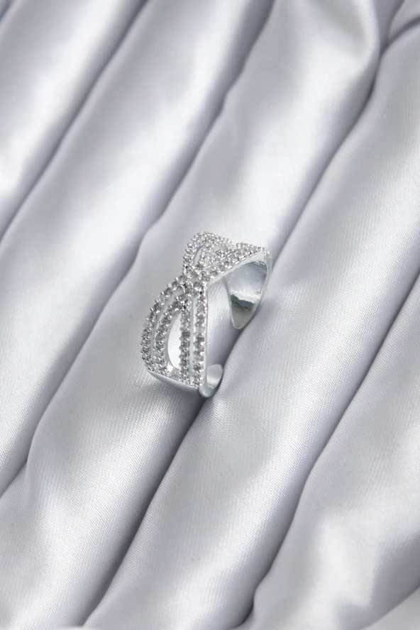 Gümüş Renk Zirkon Taşlı Kadın Yüzük - TJ-BYK2829 ürün görseli 1