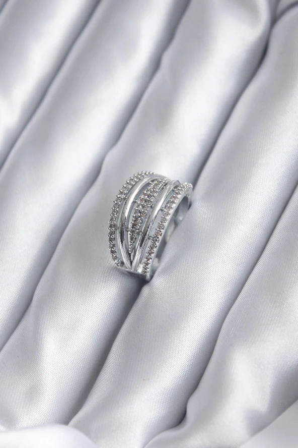 Gümüş Renk Zirkon Taşlı KAdın Yüzük - TJ-BYK2827 ürün görseli 1