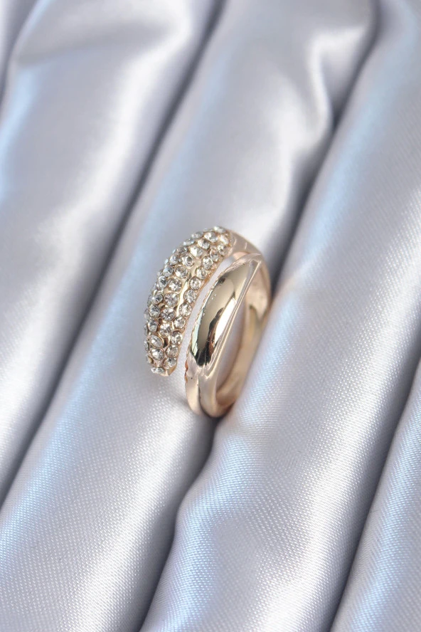 Gold Renk Zirkon Taşlı Kadın Yüzük - TJ-BYK2804 ürün görseli 1