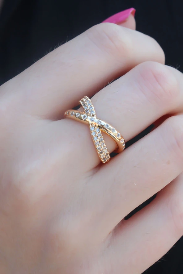 Gold Renk Zirkon Taşlı Kadın Yüzük - TJ-BYK2651 ürün görseli 1