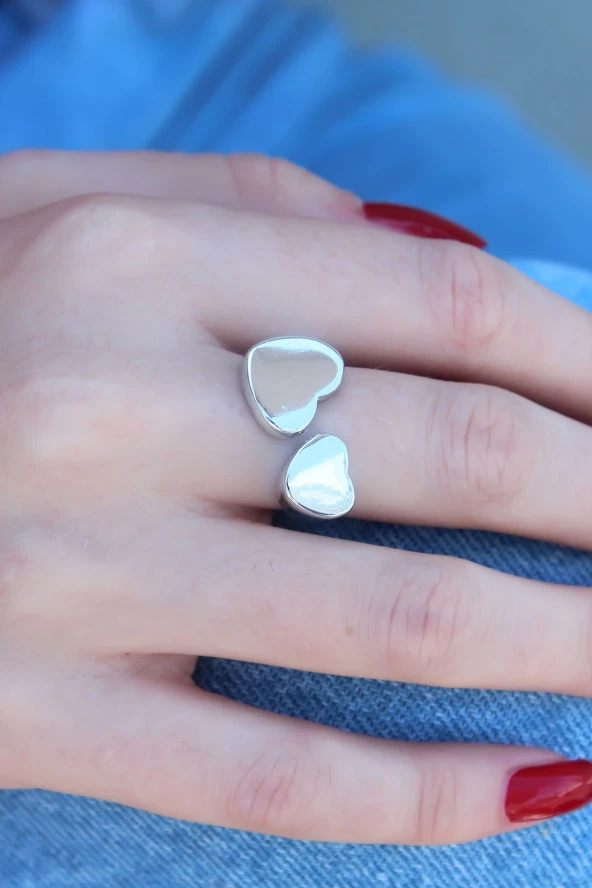 Gümüş Renk Kalp Model Kadın Yüzük - TJ-BYK2594 ürün görseli 1