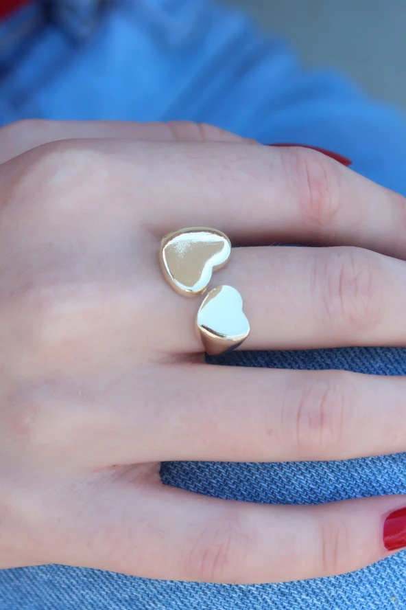 Gold Renk Kalp Model Kadın Yüzük - TJ-BYK2593 ürün görseli 1