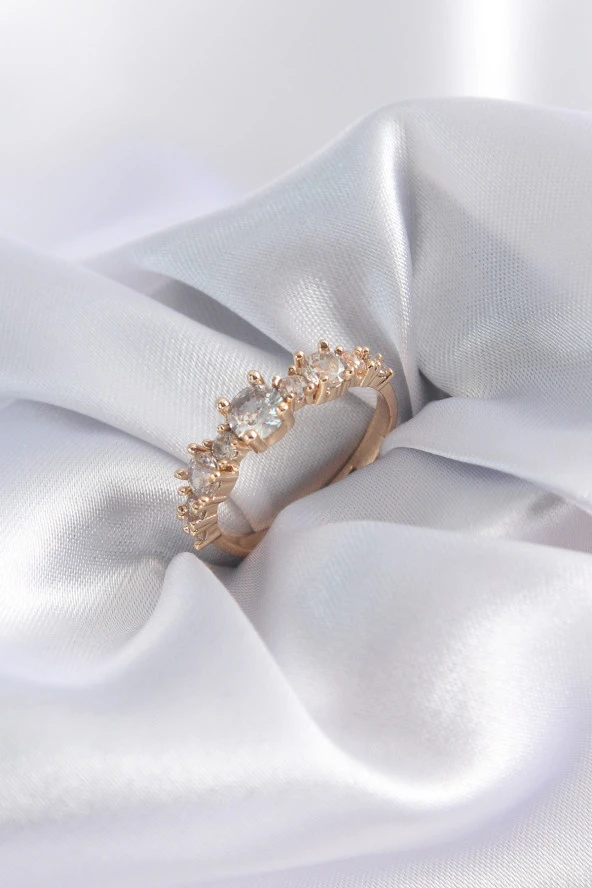 Gold Renk Zirkon Taşlı Kadın Yüzük - TJ-BYK2552 ürün görseli 1