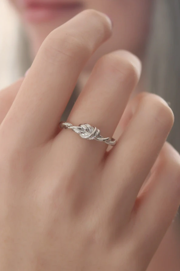 Gümüş Renk Halat Düğüm Model Kadın Yüzük - TJ-BYK2417 ürün görseli 1