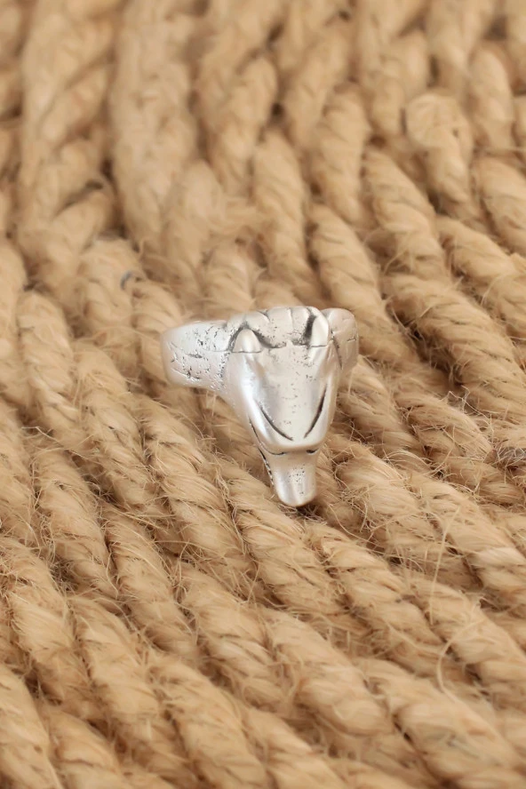 Antik Gümüş Renk Kurt Model Ayarlanabilir Erkek Yüzük - TJ-EY566 ürün görseli 1