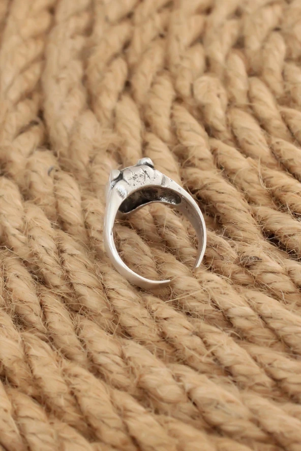 Antik Gümüş Renk Kurt Model Ayarlanabilir Erkek Yüzük - TJ-EY566 - Resim 2