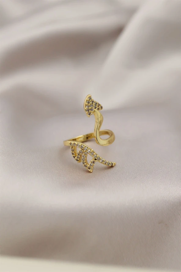 Gold Renk Metal Ok Tasarımlı Zirkon Taşlı Kadın Yüzük - TJ-BYK2212