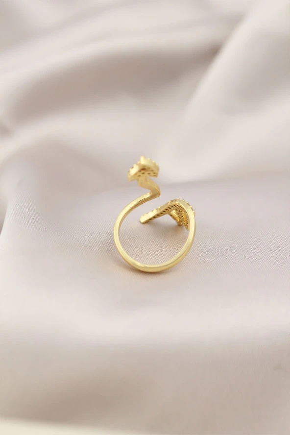 Gold Renk Metal Ok Tasarımlı Zirkon Taşlı Kadın Yüzük - TJ-BYK2212 - 2