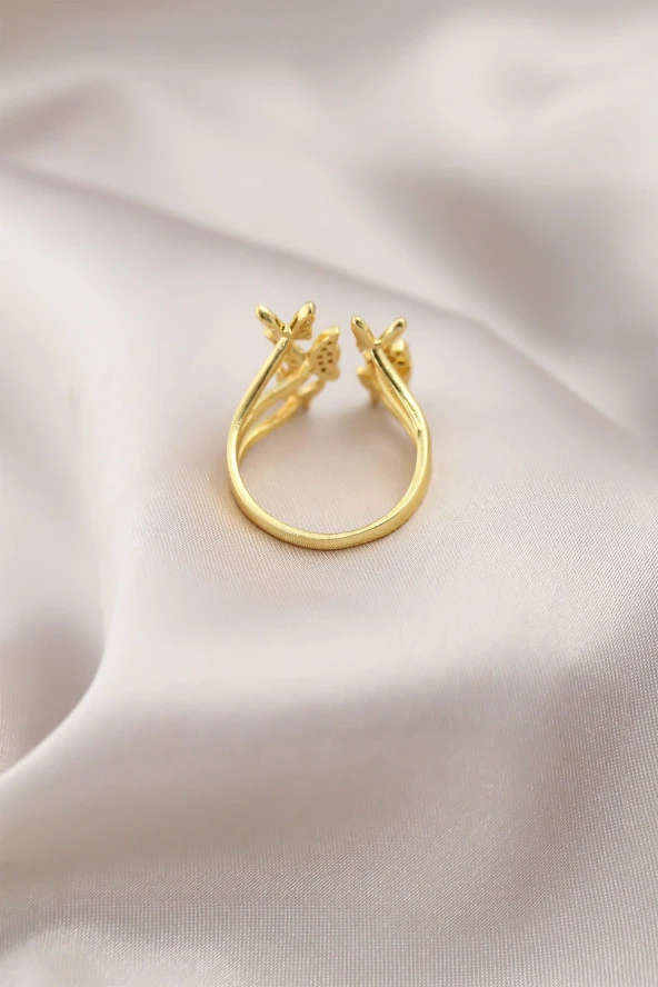 Gold Renk Metal Kelebek Model Kadın Yüzük - TJ-BYK2191 - Resim 2