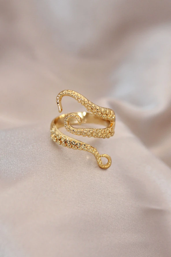 Ayarlamalı Altın Renk Metal Ahtapot Model Yüzük - TJ-BYK2055 ürün görseli 1