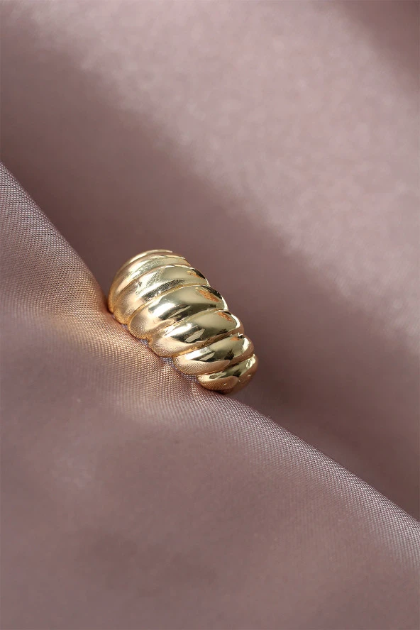 Gold Renk Bombeli Kadın Yüzük - TJ-BYK1539 - Resim 2