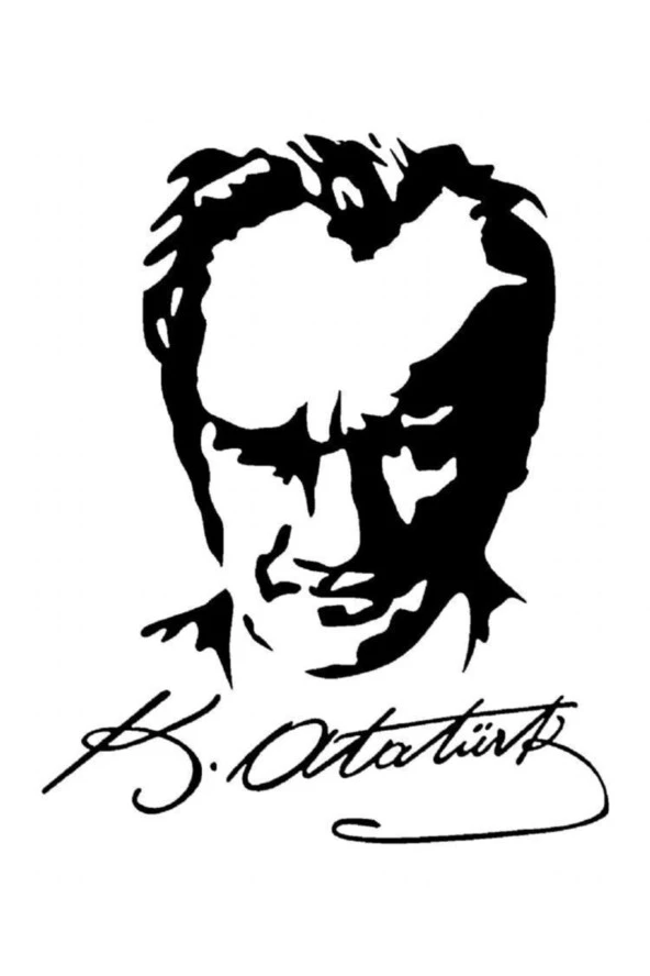 Kemal Atatürk Silueti Ve İmzası Oto Cam Sticker 20*15 Cm
