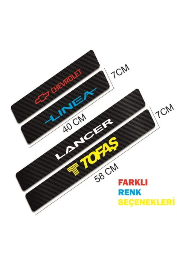 Fiat Fiorino İçin Uyumlu Aksesuar Oto Kapı Eşiği Sticker Karbon 4 Adet - 2