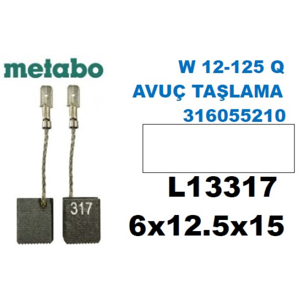 Metabo W 12 125 Q AVUÇ TAŞLAMA 316055210 Kömür Fırça Seti 6x12,5x15