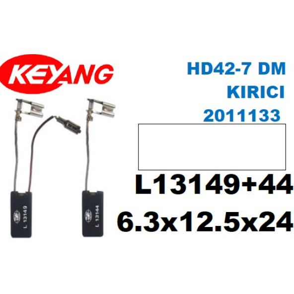 Keyang HD42 7 DM KIRICI 2011133 Kömür Fırça Seti 6,3x12,5x24
