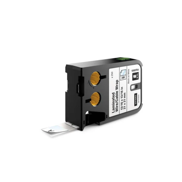 DYMO XTL 21mm x 21mm Özel Ölçülü Laminasyonlu Kablo Etiketi 250'li (Beyaz Üzeri Siyah)