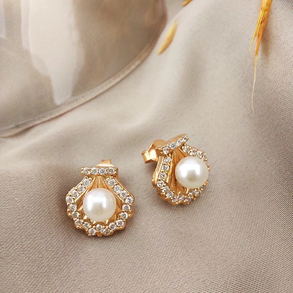 VAOOV 925 Ayar Gümüş İstiridye İnci Küpe - Resim 2