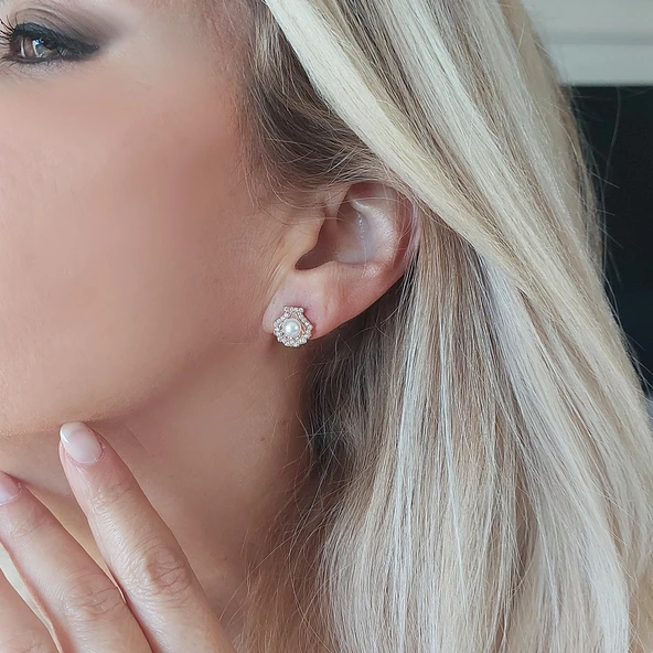 VAOOV 925 Ayar Gümüş İstiridye İnci Küpe - Resim 3