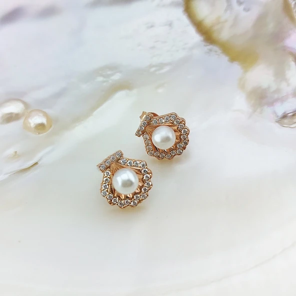 VAOOV 925 Ayar Gümüş İstiridye İnci Küpe - Resim 6