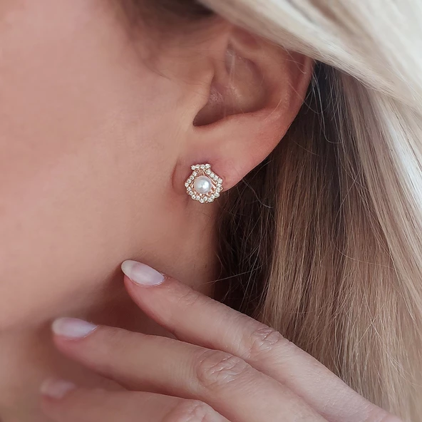 VAOOV 925 Ayar Gümüş İstiridye İnci Küpe ürün görseli