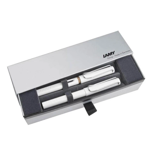 Lamy Takım Kalem Dolma + Roller Kalem Safari Beyaz Lüks Kalem Takımı