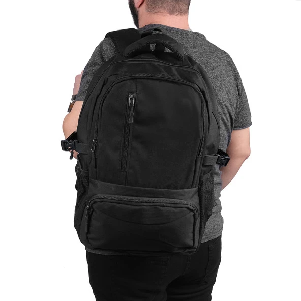 Bagacar Okul ve Günlük Laptop Bölmeli Su Geçirmez Sırt Çantası Siyah - 2