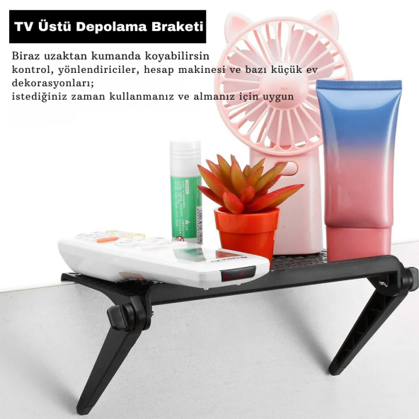 TechTic Monitor Tv Üstü Raf Portatif Katlanır Düzenleyici Projeksiyon Rafı Telefon Tablet Standı - 4