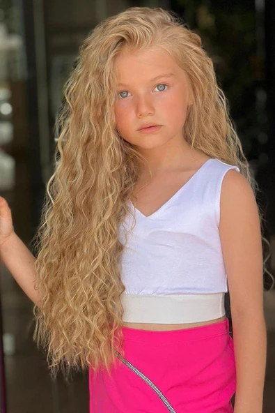 Kız Çocuk V Yaka Viskon Badi ve Fermuarlı Fuşya Etekli Takım - Resim 4