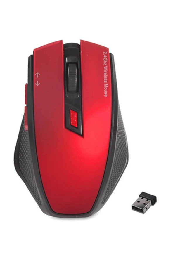 3D Tasarım Ergonomik Usb Kırmızı 2.4Ghz Optik Wireless Mouse