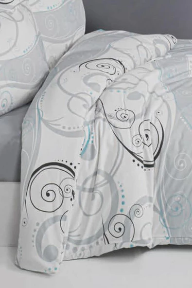 %100 Pamuklu Çift Kişilik Desenli Ranforce Kumaş Nevresim Seti - 200x220 cm - - 4