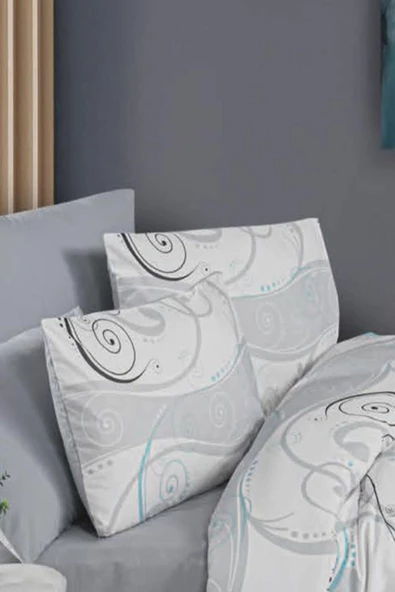 %100 Pamuklu Çift Kişilik Desenli Ranforce Kumaş Nevresim Seti - 200x220 cm - - 2