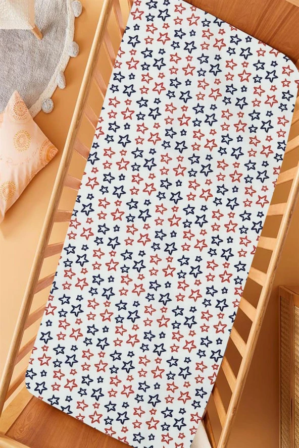 100x150 cm Ranforce Kumaş Lastiksiz %100 Pamuklu İpeksi Bebek Çarşafı - 12