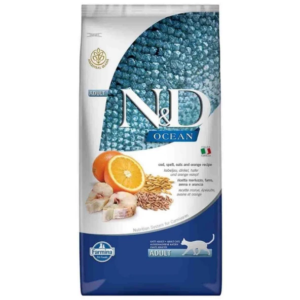 N&D OCEAN ANCES.BALIKLI BUĞDAY YETİŞKİN KEDİ MAMASI 10 KG ürün görseli 1