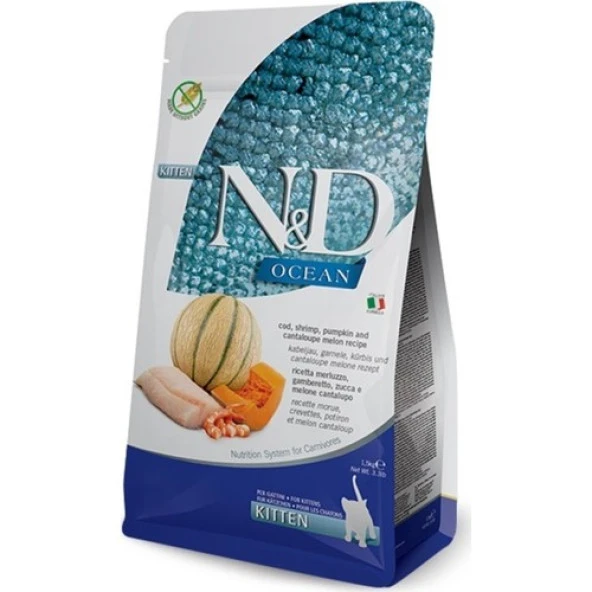 N&D Nd Ocean Tahılsız Morina, Balkabağı Karides & Kavun Kitten 1,5 kg - 2