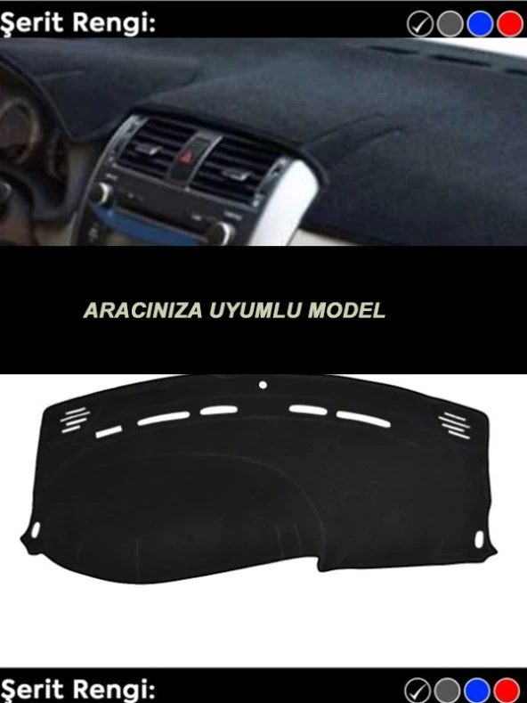 Renault Megane 4 3d Torpido Koruma Kılıfı-örtüsü - Ön Göğüs Kaplama - Siyah Şerit - 3