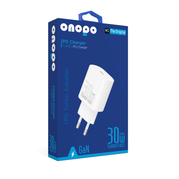 onopo Iphone ve Android Uyumlu 30W Type-C Girişli Şarj Adaptörü Başlığı - M1