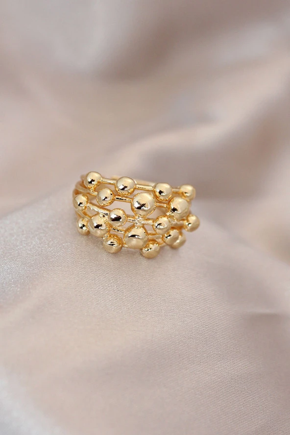 Ayarlamalı Gold Renk Metal Bombeli Boluncuk Model Yüzük - TJ-BYK2060 ürün görseli