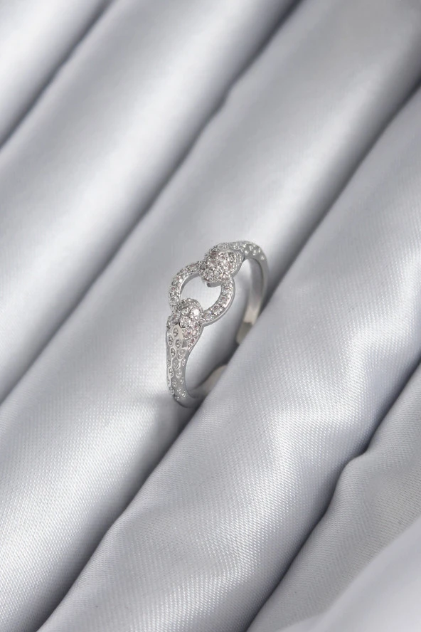 Pirinç Gümüş Renk Zirkon Taşlı Yılan Model Kadın Yüzük - TJ-BYK2922 ürün görseli