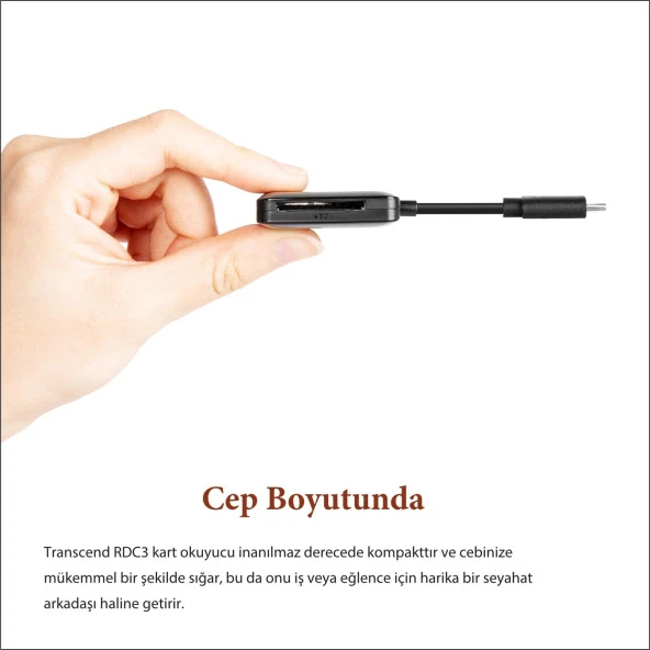 Transcend TS-RDC3 SD/microSD, USB 3.2 Gen 1, Siyah, Type C Kart Okuyucu - 5