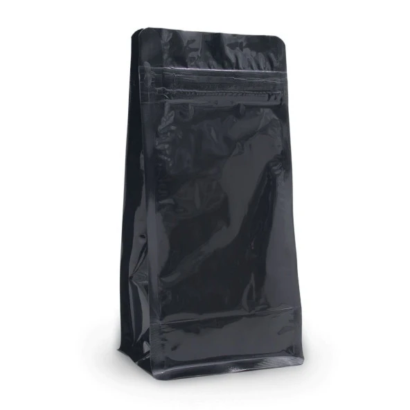 Parlak Siyah Flat Bottom Kilitli Torba 12x22,5+4 Cm 250 Gr 1000 Adet ürün görseli