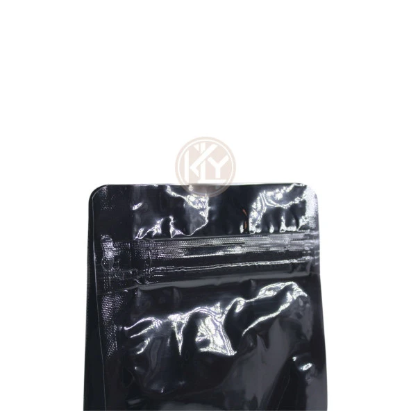 Parlak Siyah Flat Bottom Kilitli Torba 12x22,5+4 Cm 250 Gr 1000 Adet - Resim 3