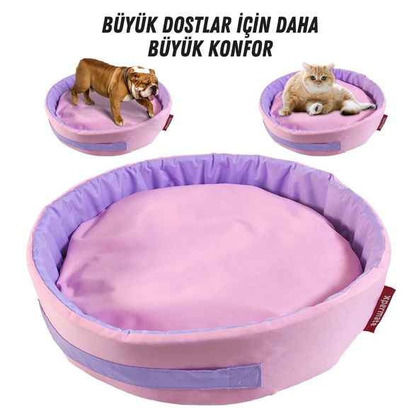 XPERMATE Sünger Simit Köpek Yuvası Küçük Irk Köpek Yatağı Ve Kedi Yatağı 55 Cm Pembe Lila