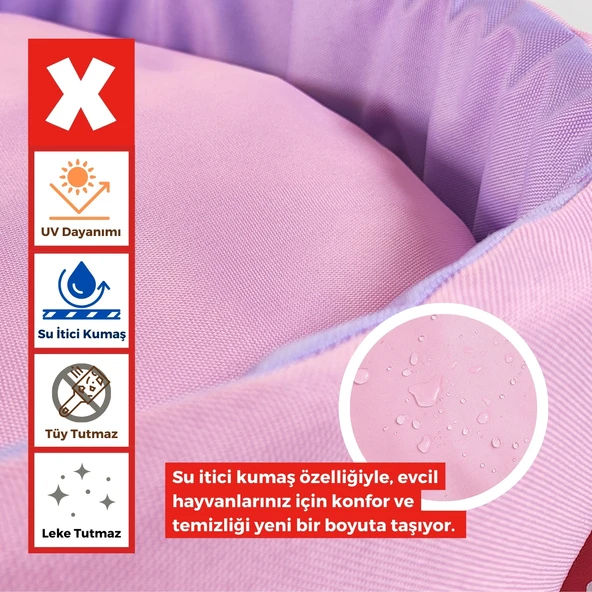 XPERMATE Sünger Simit Köpek Yuvası Küçük Irk Köpek Yatağı Ve Kedi Yatağı 55 Cm Pembe Lila - 4