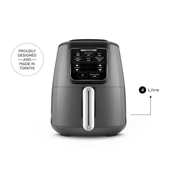 Karaca Air Pro Cook XL 2 in 1 Konuşan Airfryer Space Gray 4 Kişilik - 5