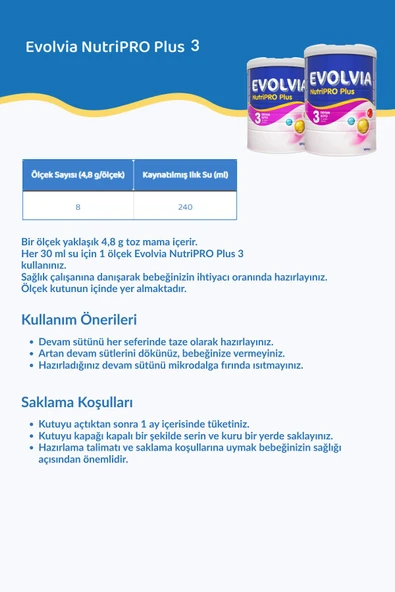 Evolvia NutriPRO Plus 3 Devam Sütü 800 gr x 3 Adet - 3