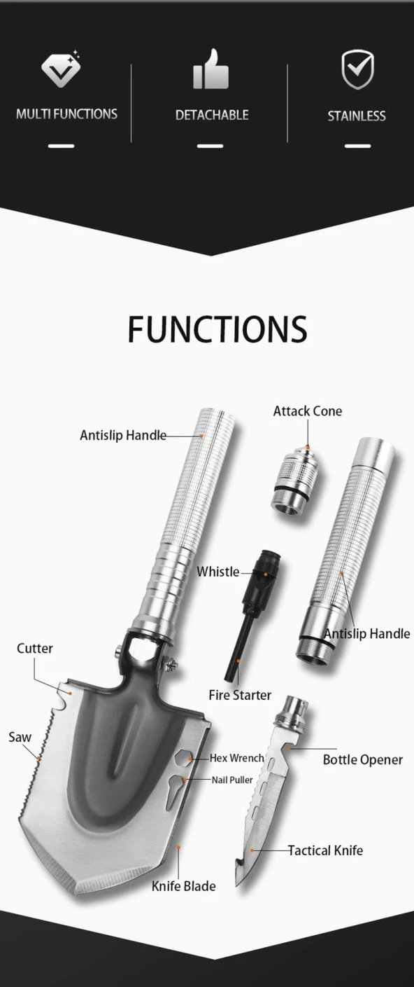 Grand Harvest GBC-S01-2 Multi Fonksiyonel Taktik Kürek - 9