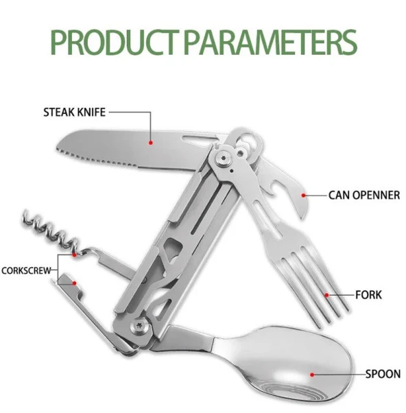 Grand Harvest GHKS002 Multi Fonksiyonel Çatal Bıçak Kaşık Tirbüşon Set - 3