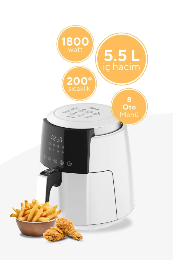 Kumtel Beyaz XL Digital Fastfryer ( Yağsız Fritöz Airfryer ) HAF-02 - 2