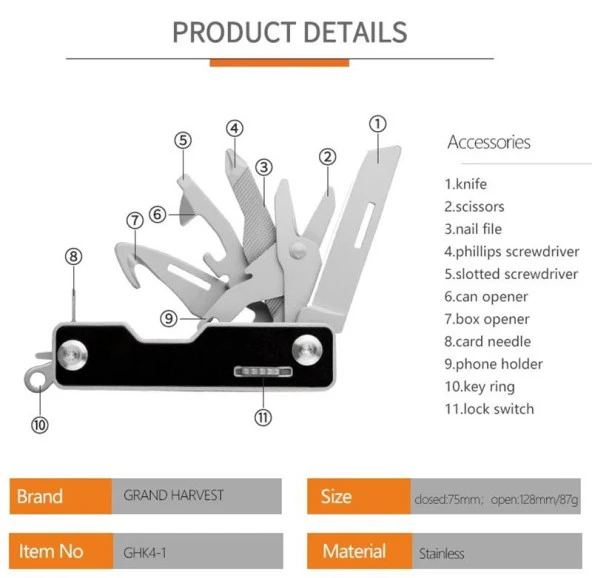 Grand Harvest GHK4-1 Multi Fonksiyonel Çakı - 3