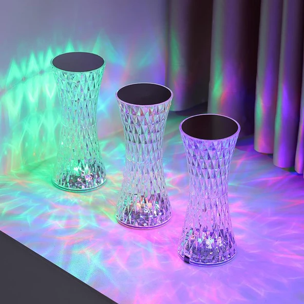 LW-5 Şarjlı Kristal Elmas Masa Lambası Dokunmatik Romantik Akrilik Led Gece Lambası - 4